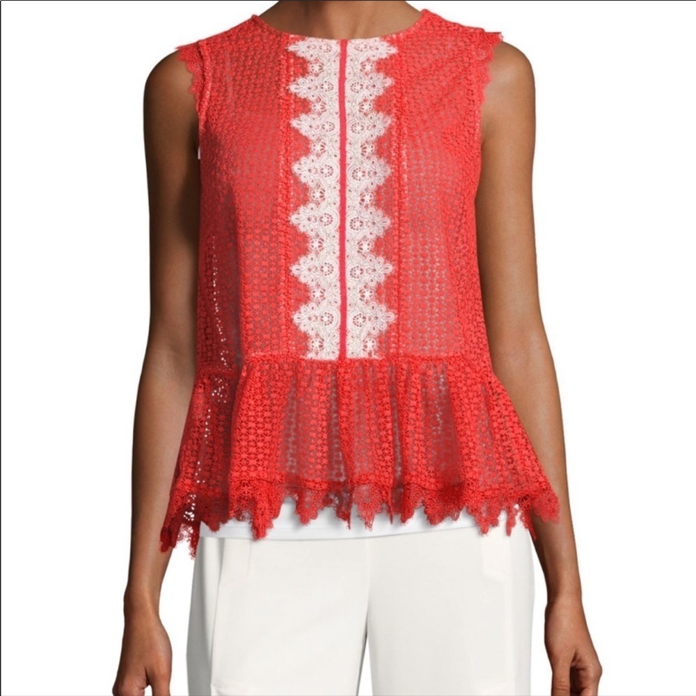Saloni | adele lace peplum top